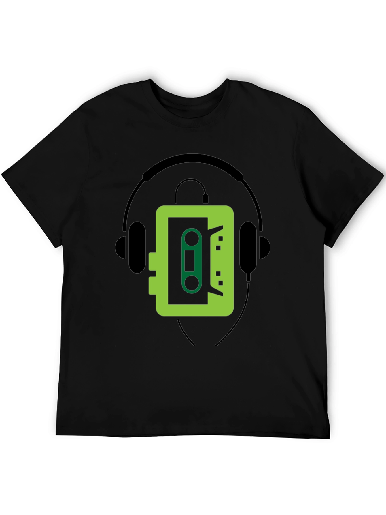 Retro Cassette Player Graphic Tee - Cool Black T-Shirt