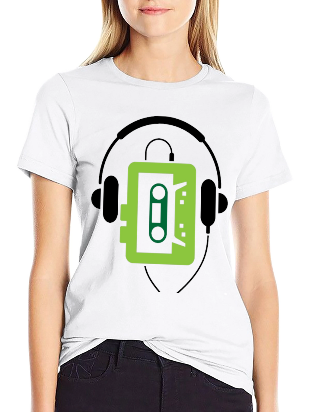 Retro Cassette Player Graphic Tee - Cool Black T-Shirt