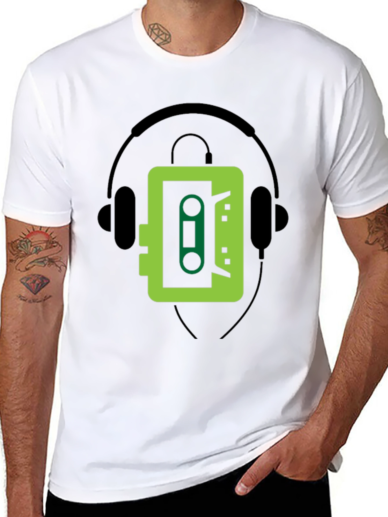 Retro Cassette Player Graphic Tee - Cool Black T-Shirt