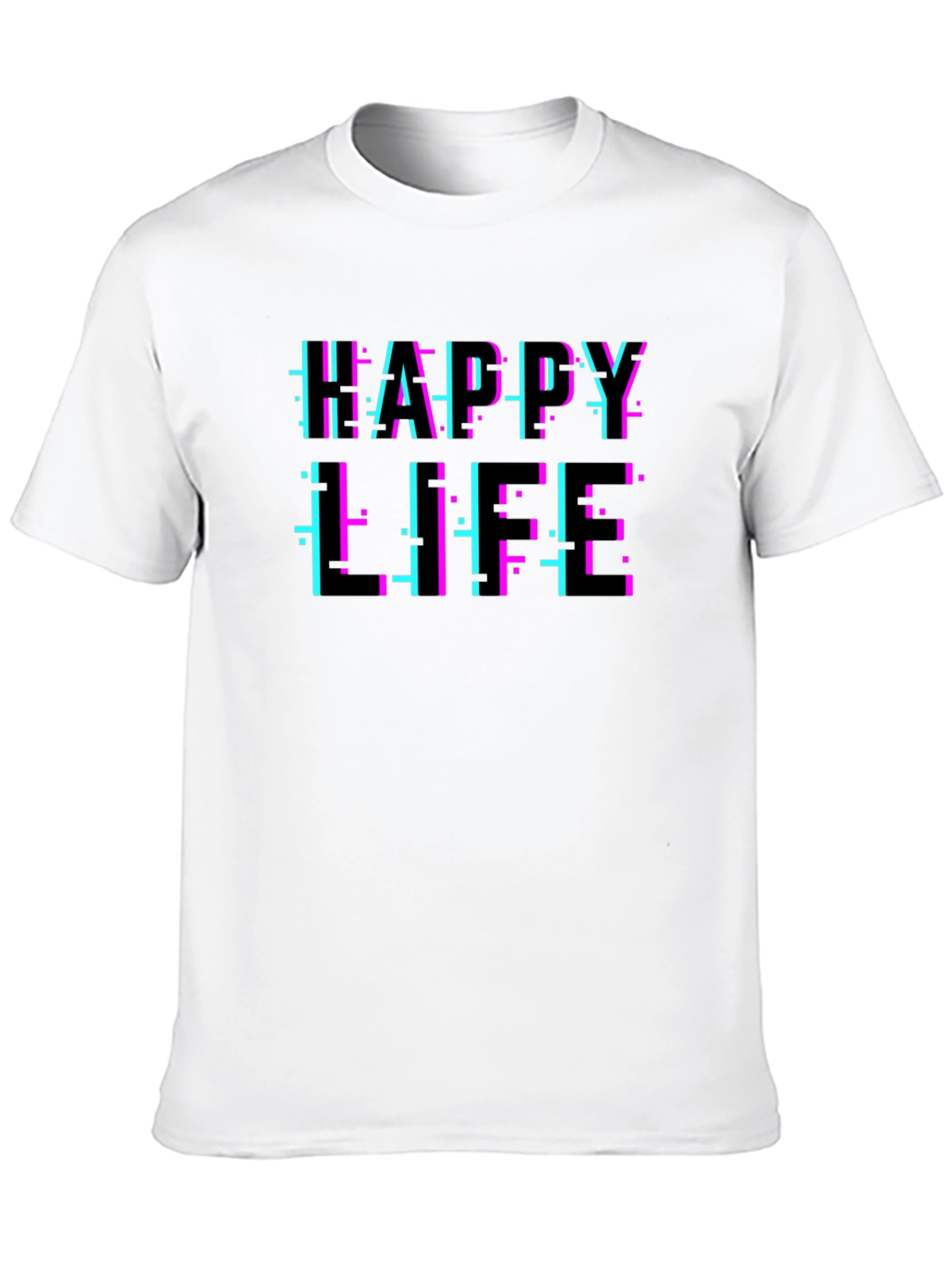 Happy Life Glitch T-Shirt - Modern Graphic Tee