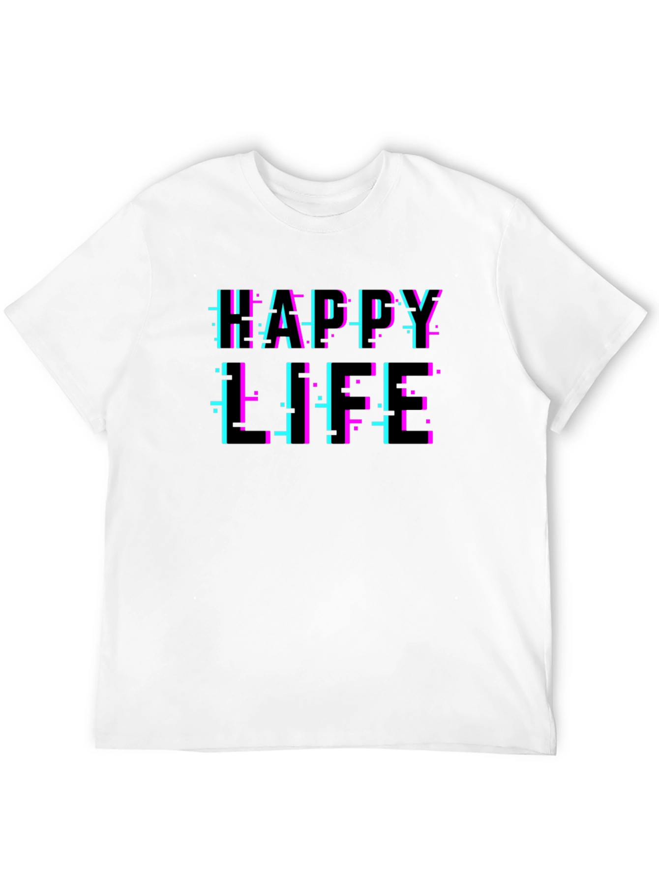 Happy Life Glitch T-Shirt - Modern Graphic Tee