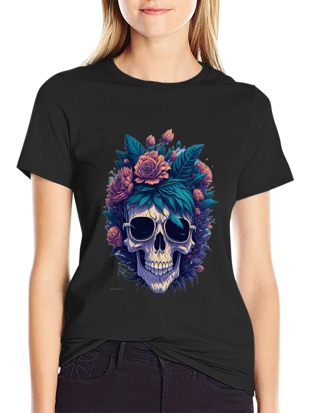 Floral Skull Graphic Tee
