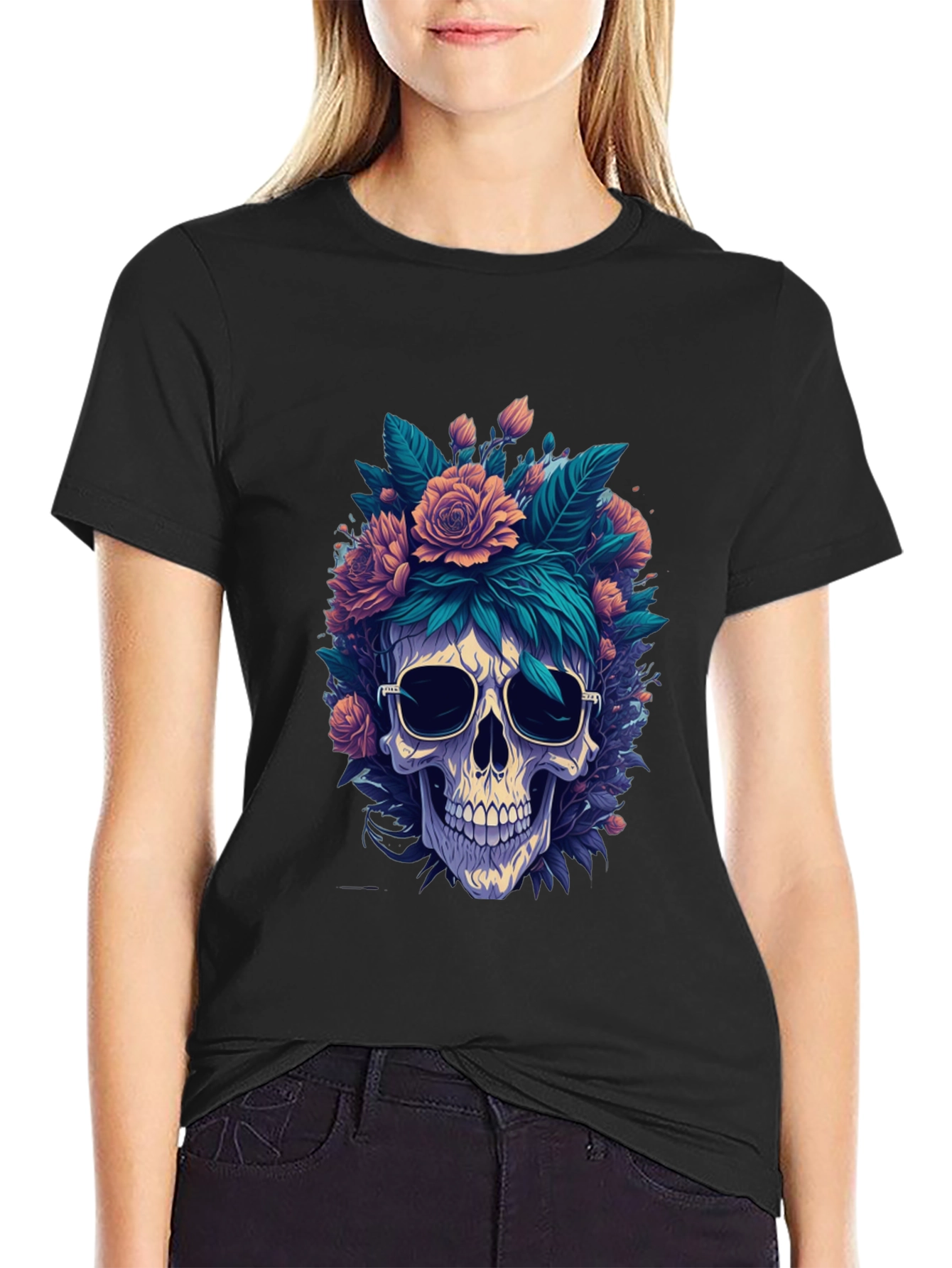 Floral Skull Graphic Tee