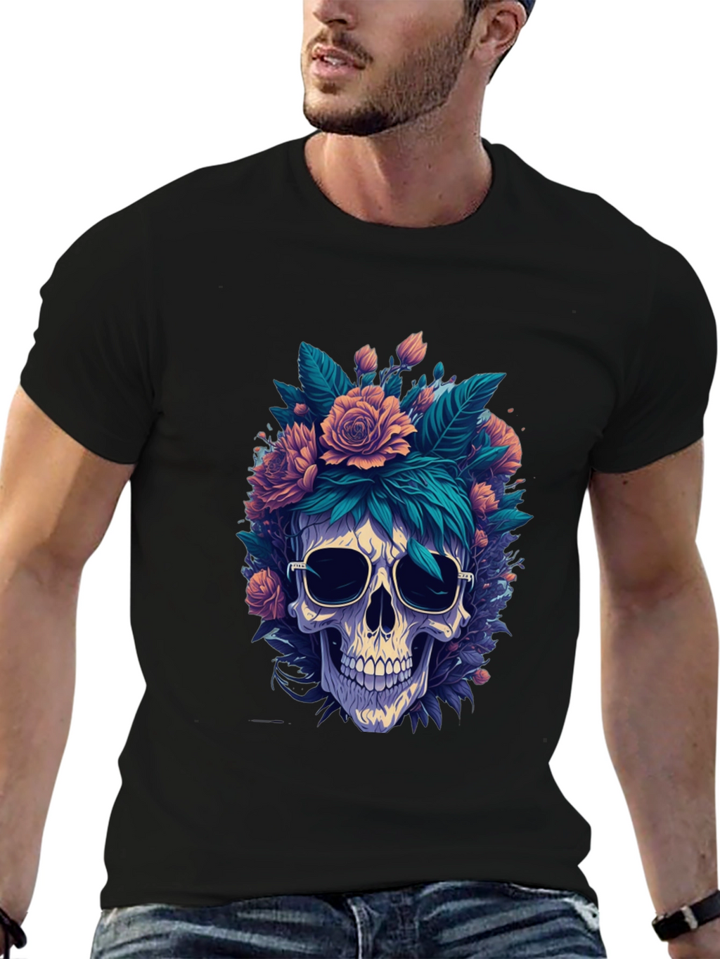 Floral Skull Graphic Tee