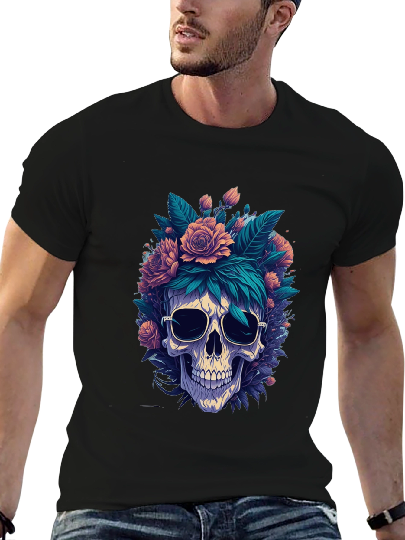 Floral Skull Graphic Tee