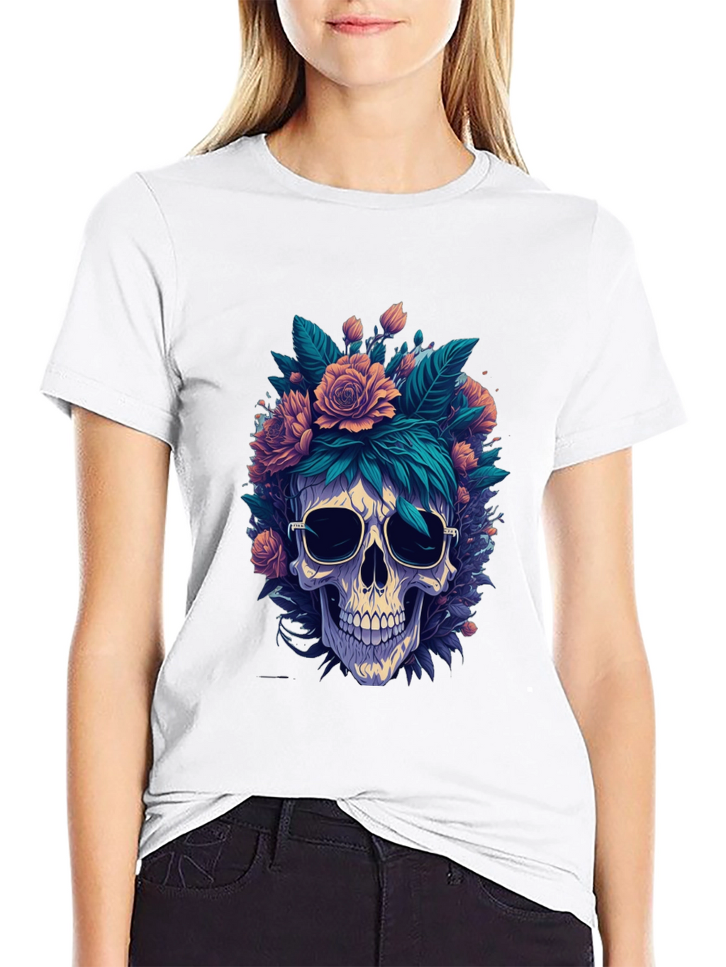 Floral Skull Graphic Tee