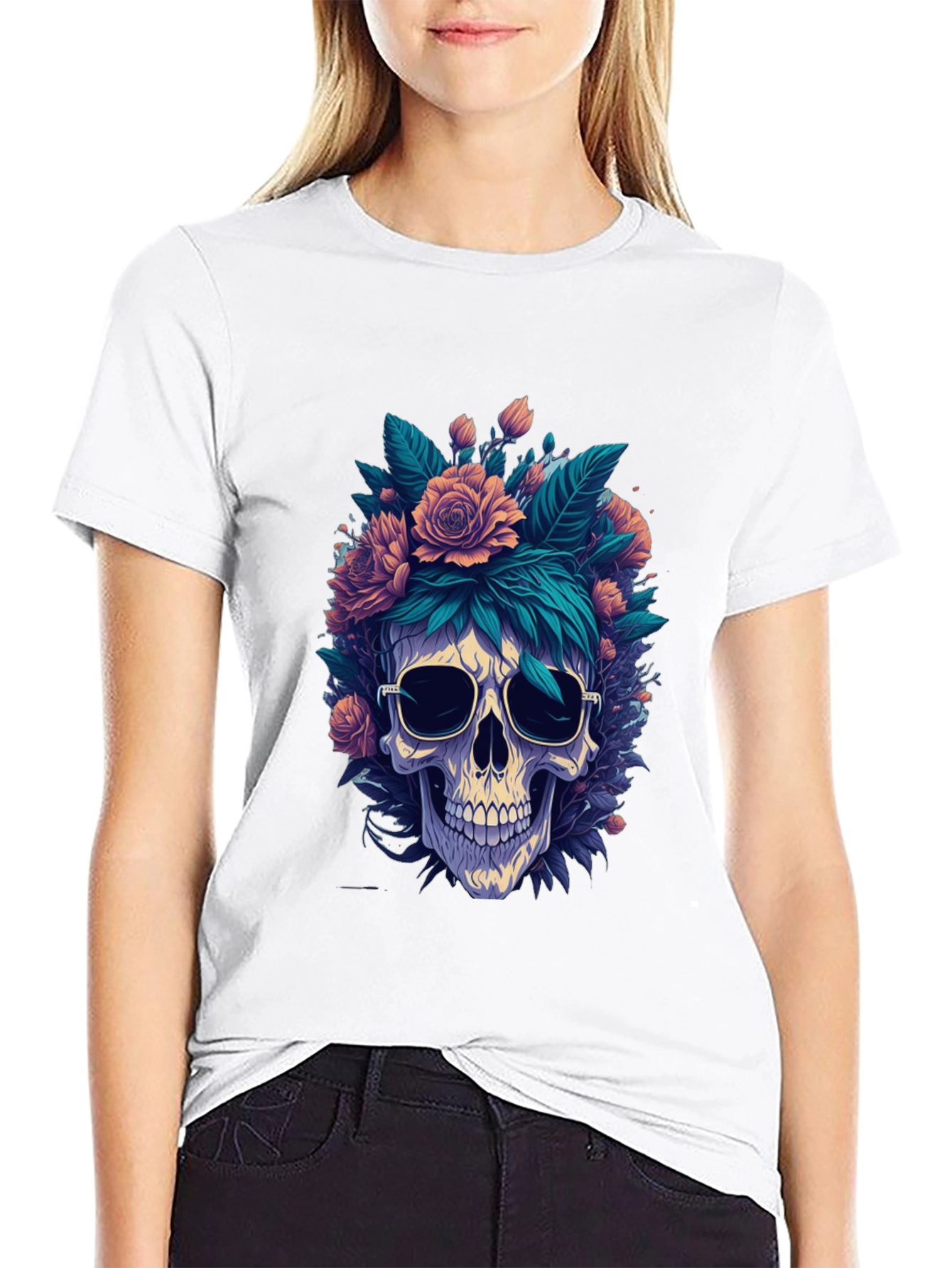Floral Skull Graphic Tee