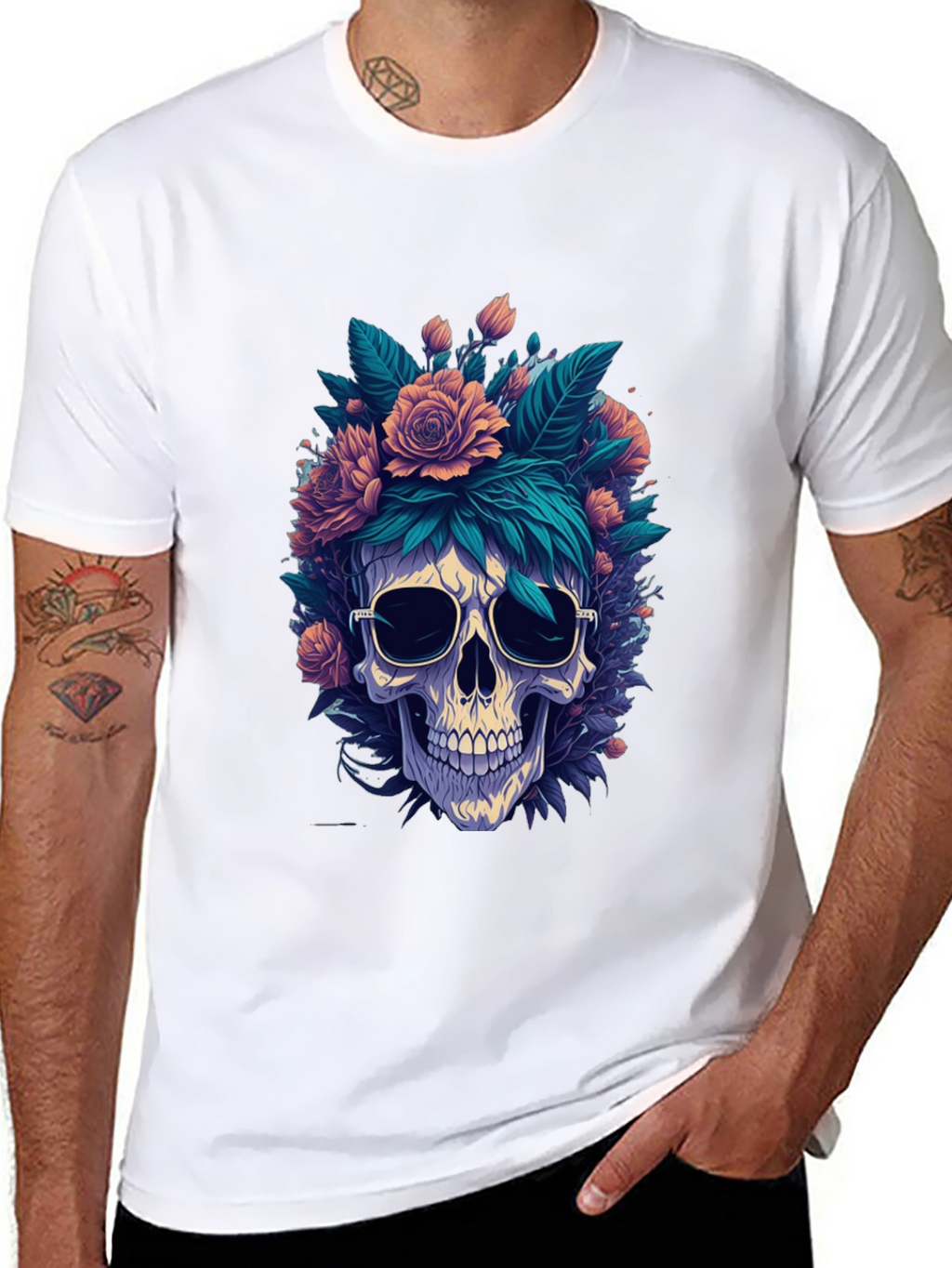 Floral Skull Graphic Tee