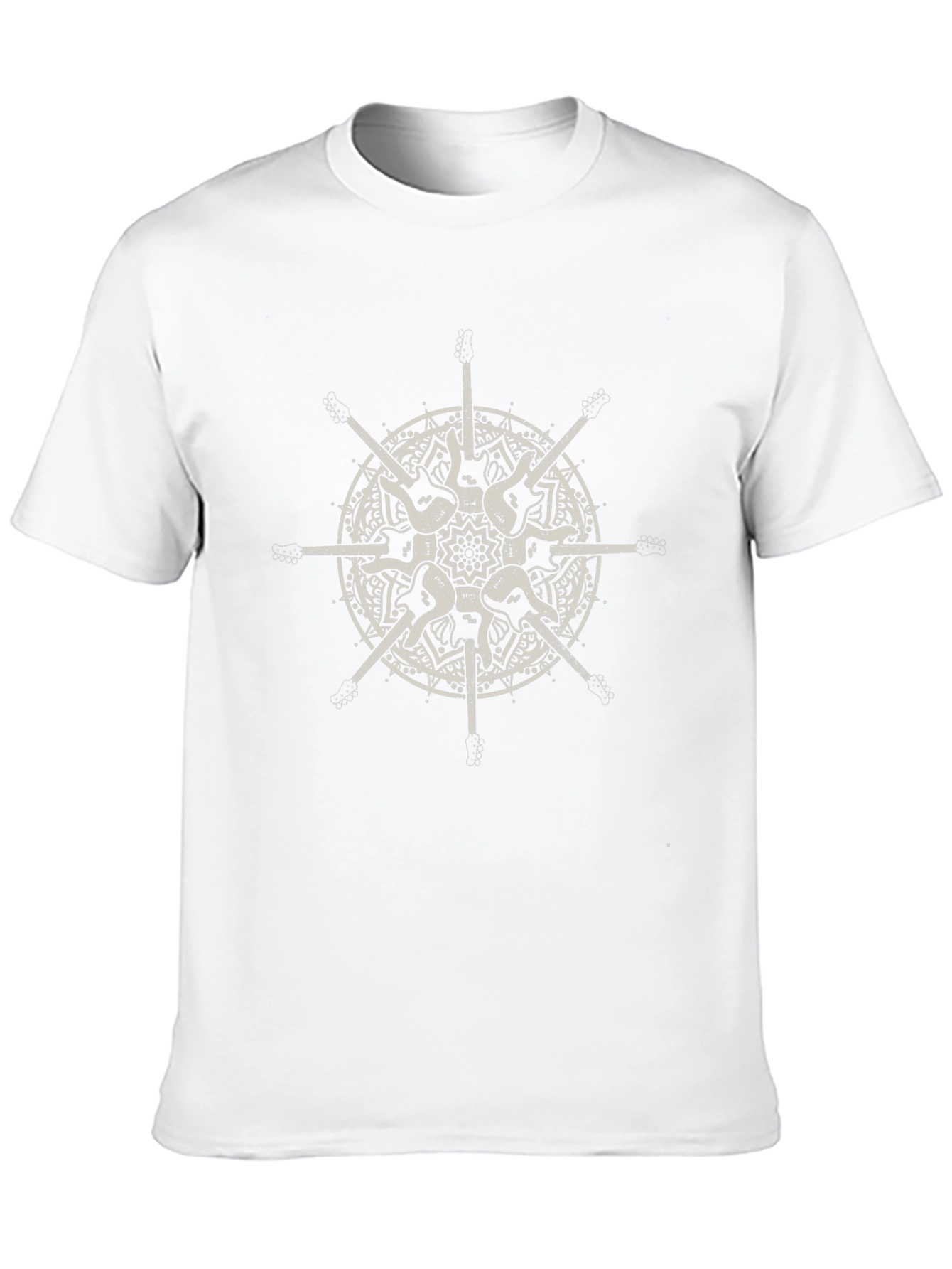 Guitar Mandala Graphic Tee - Stylish Black T-Shirt