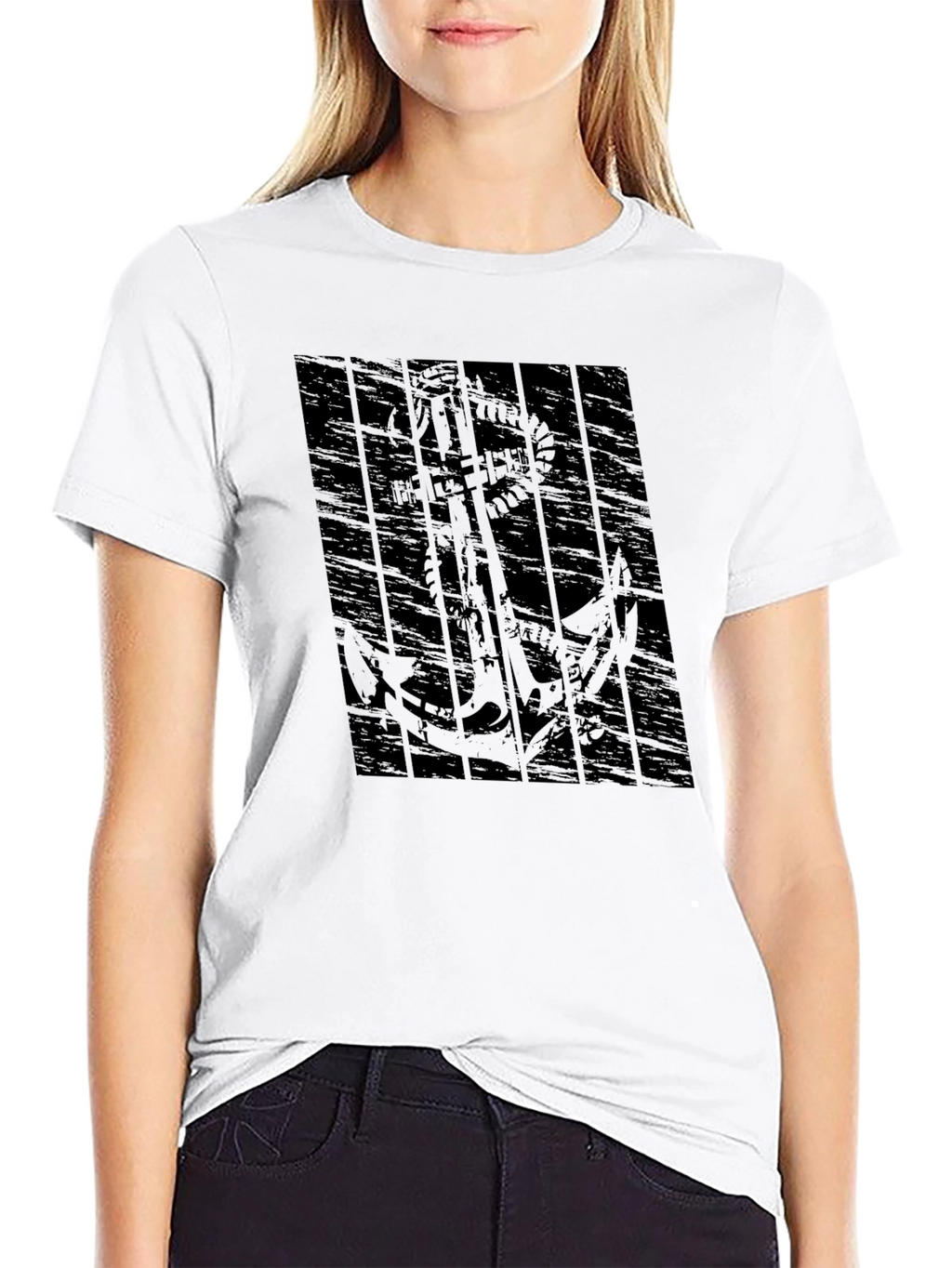 Mens Black Anchor Graphic T-Shirt