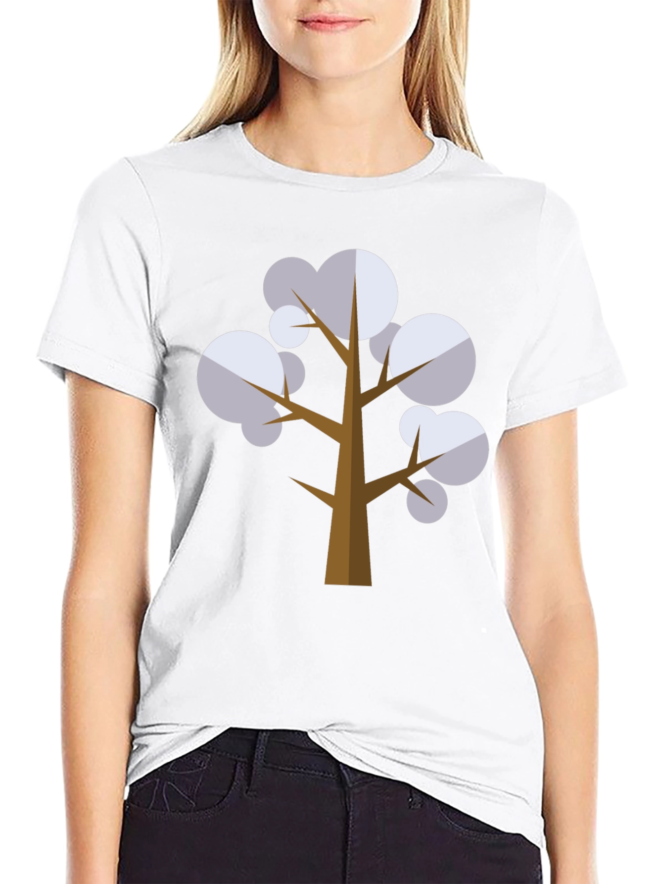 Geometric Tree Graphic Tee - Black