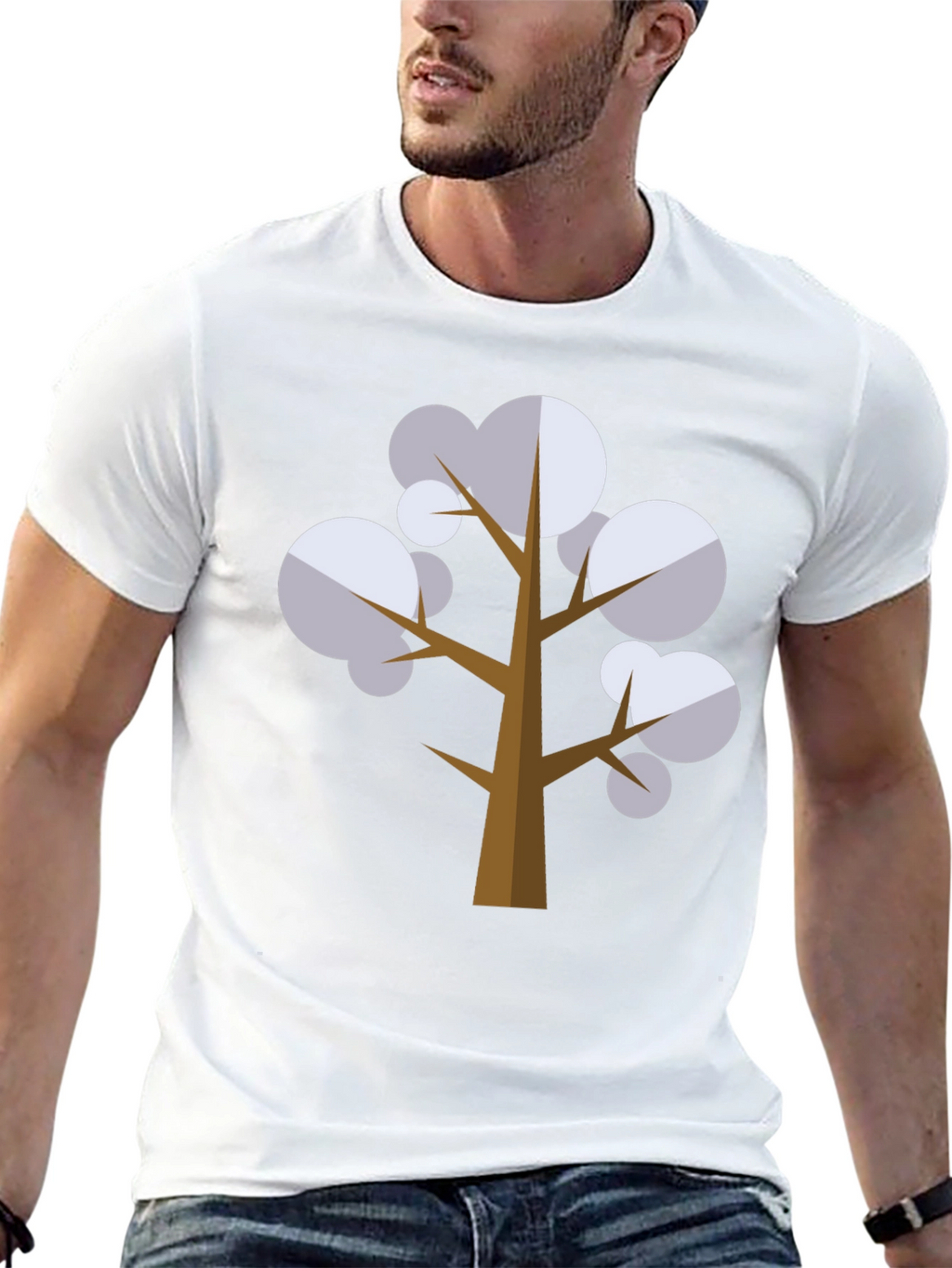 Geometric Tree Graphic Tee - Black