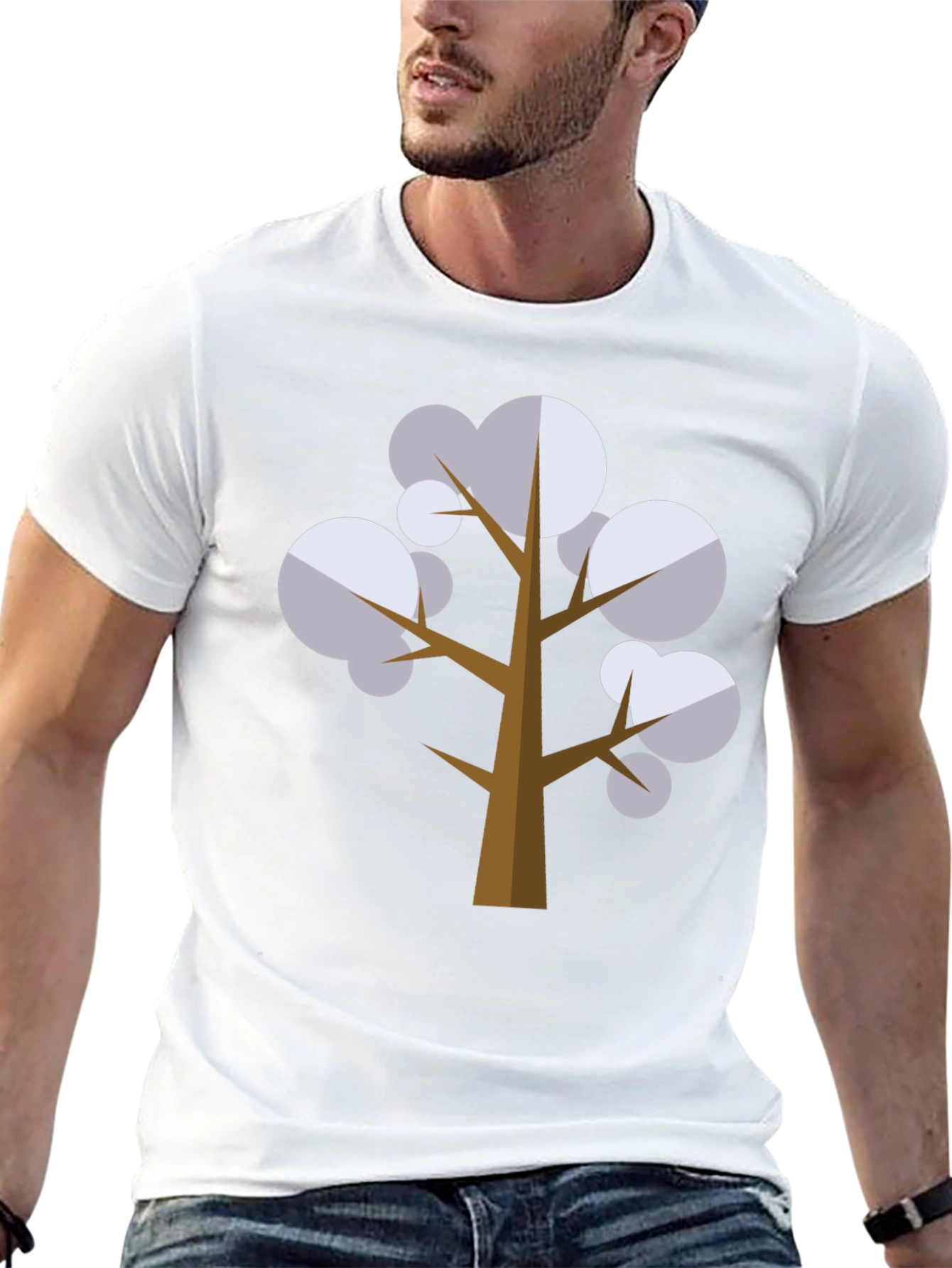 Geometric Tree Graphic Tee - Black