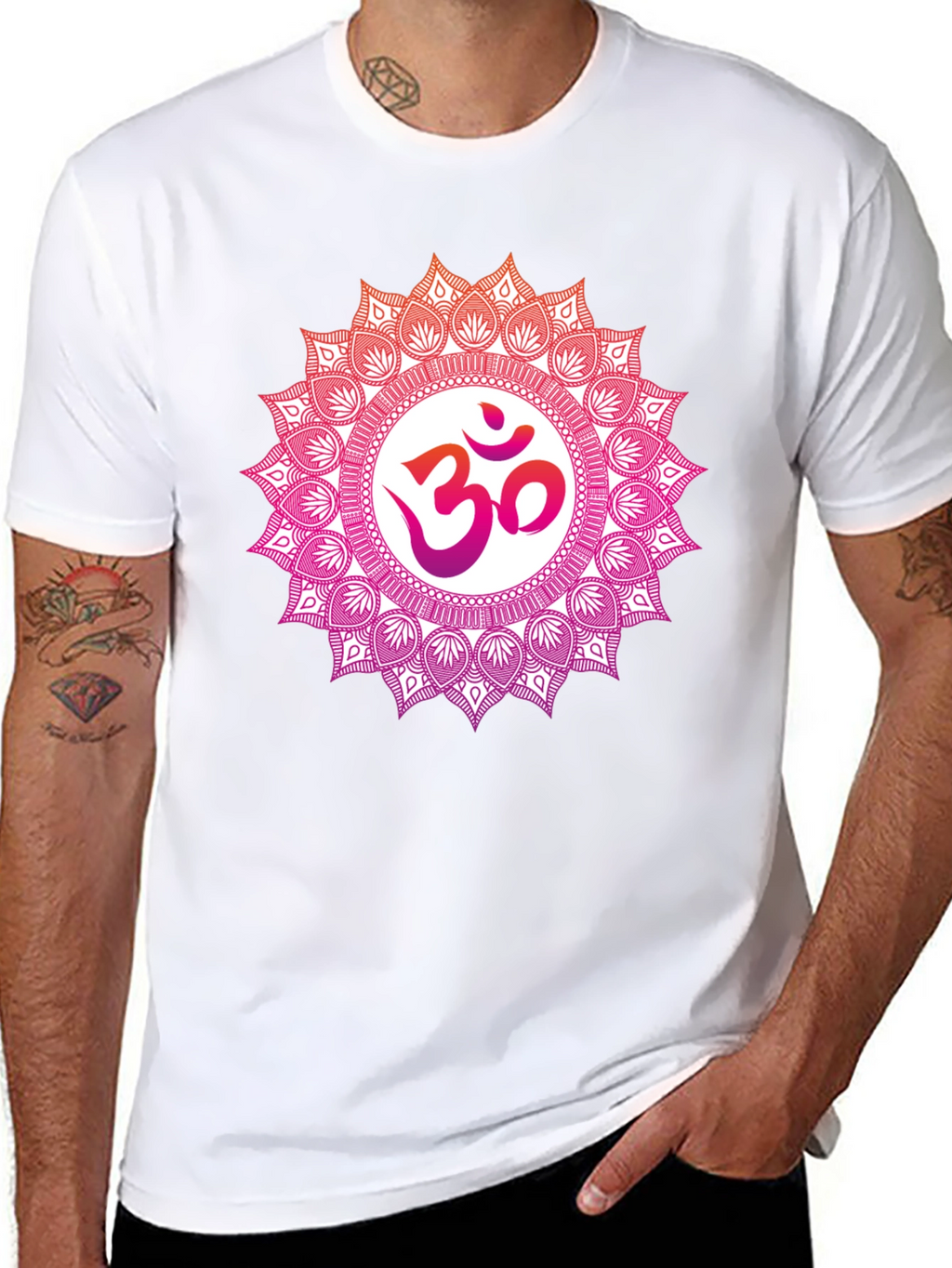 Om Mandala Graphic Tee - Black Cotton Blend T-Shirt