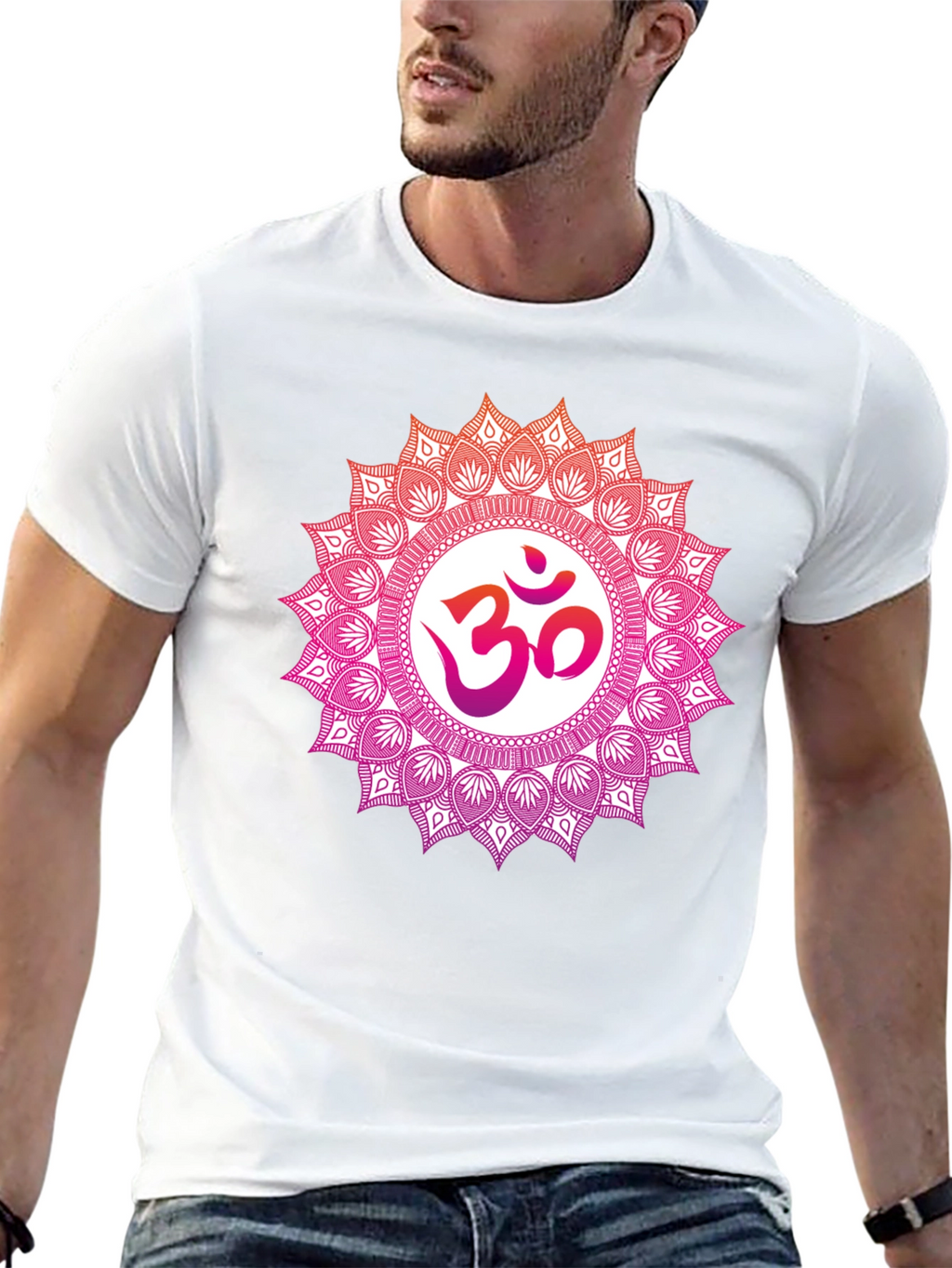 Om Mandala Graphic Tee - Black Cotton Blend T-Shirt