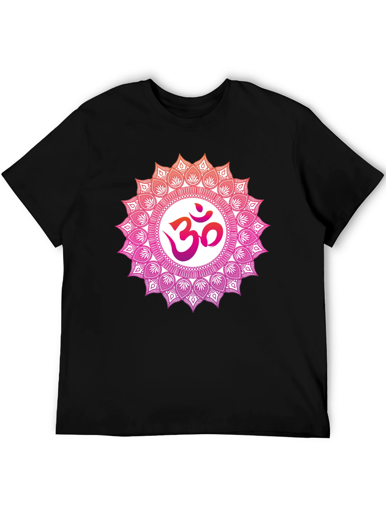 Om Mandala Graphic Tee - Black Cotton Blend T-Shirt