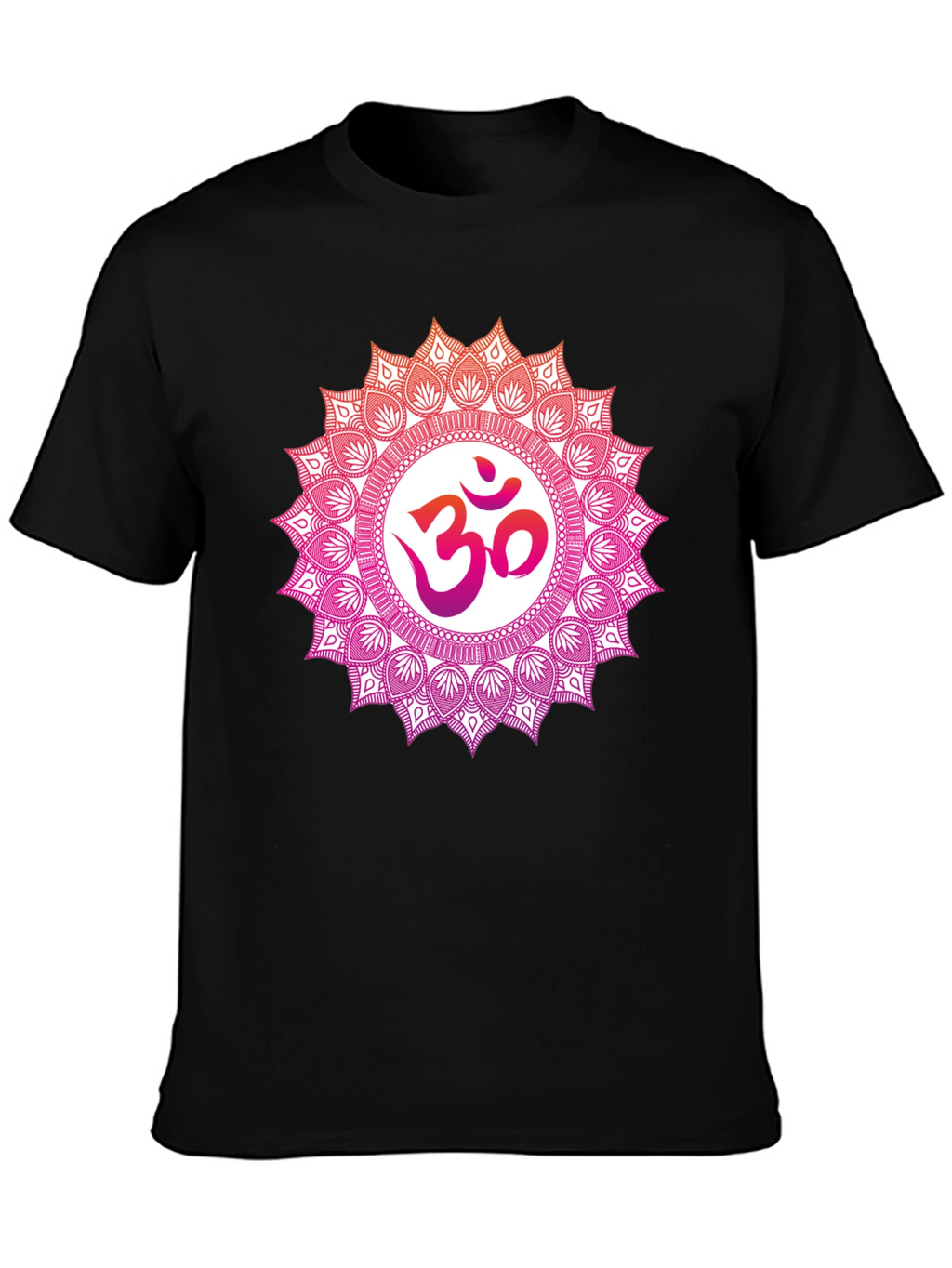 Om Mandala Graphic Tee - Black Cotton Blend T-Shirt
