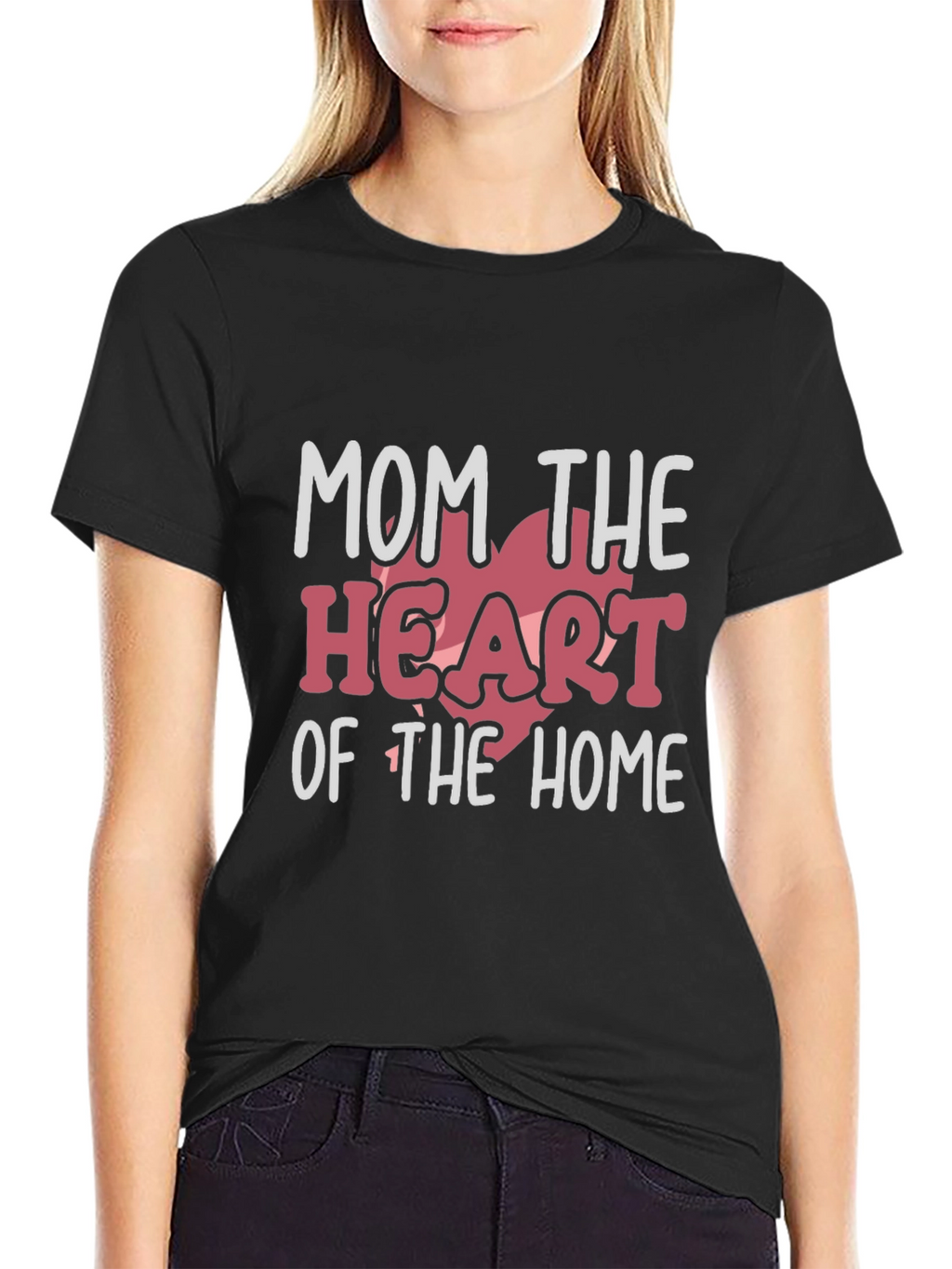 Mom the Heart of the Home Black T-Shirt
