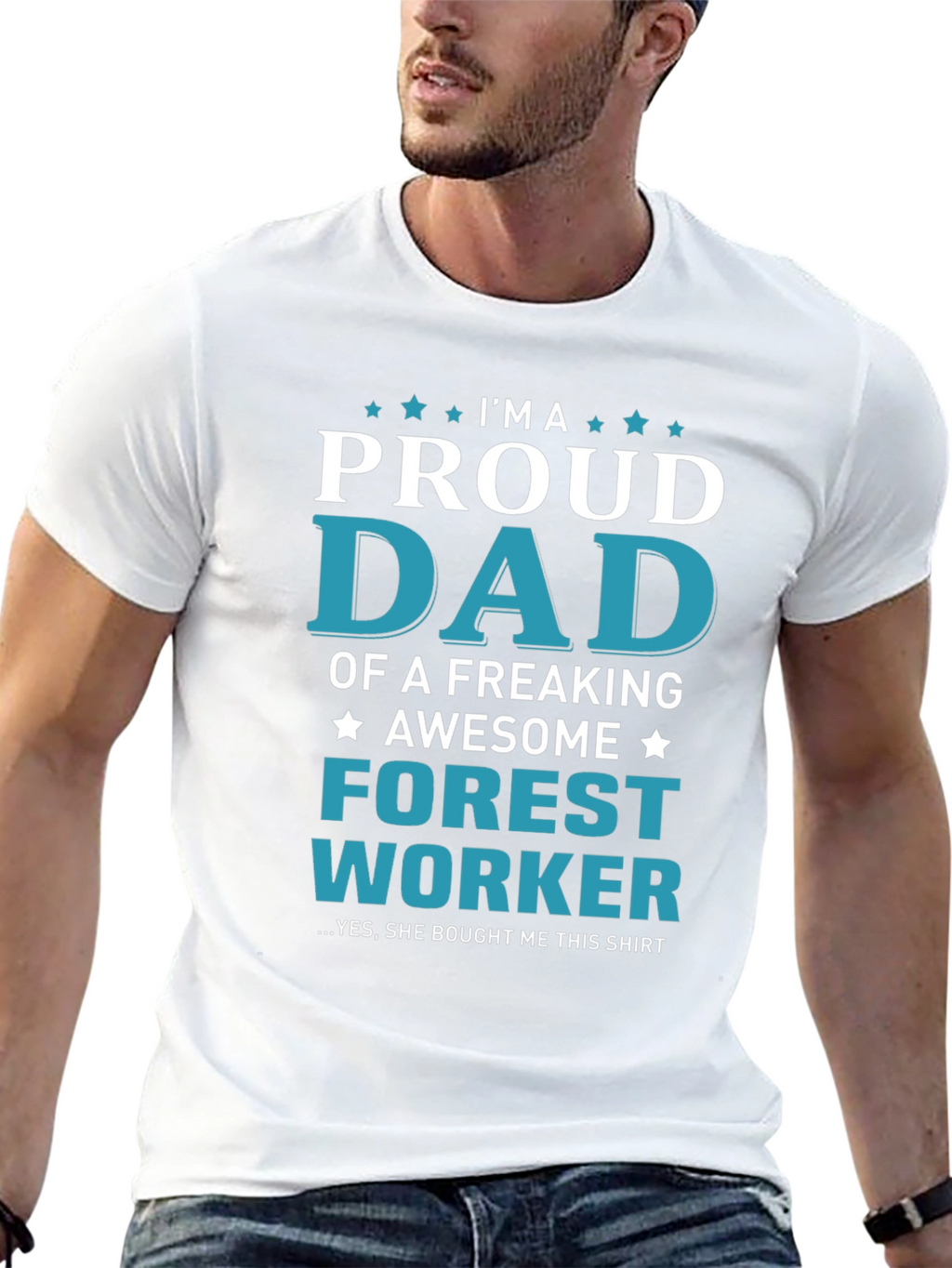Proud Dad Forest Worker Graphic T-Shirt