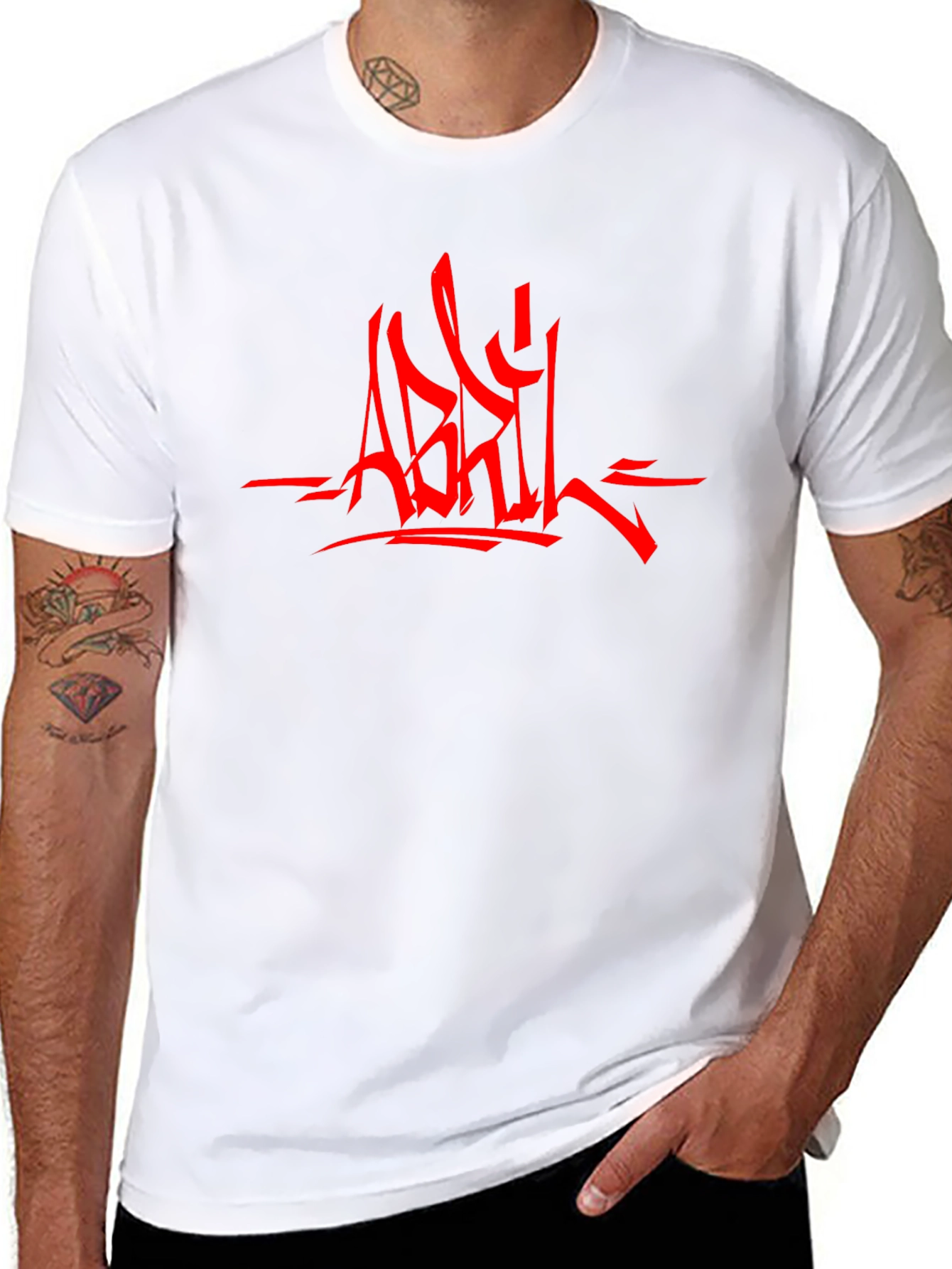 Edgy Red Graphic Print Black T-Shirt