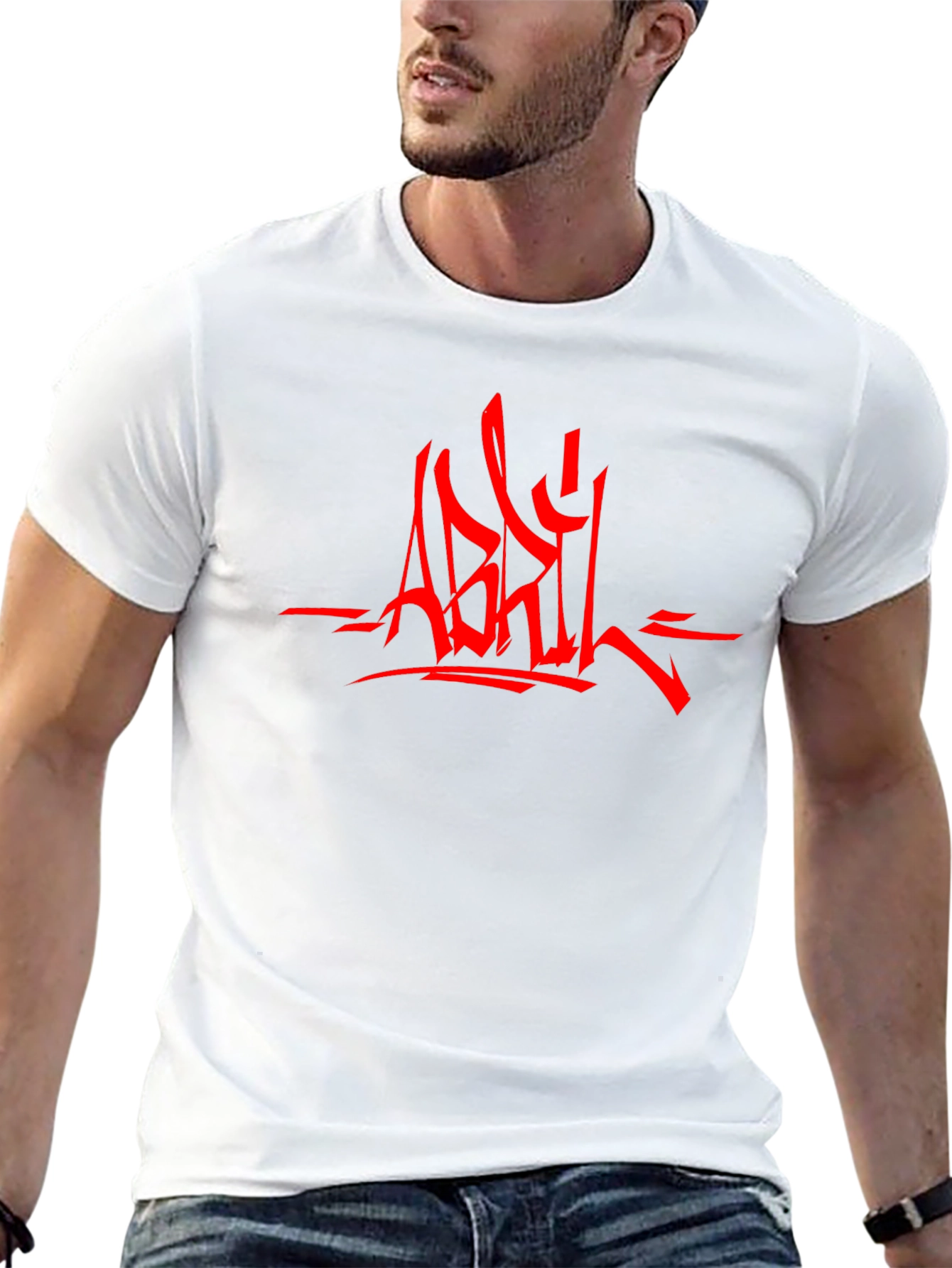 Edgy Red Graphic Print Black T-Shirt