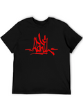 Edgy Red Graphic Print Black T-Shirt