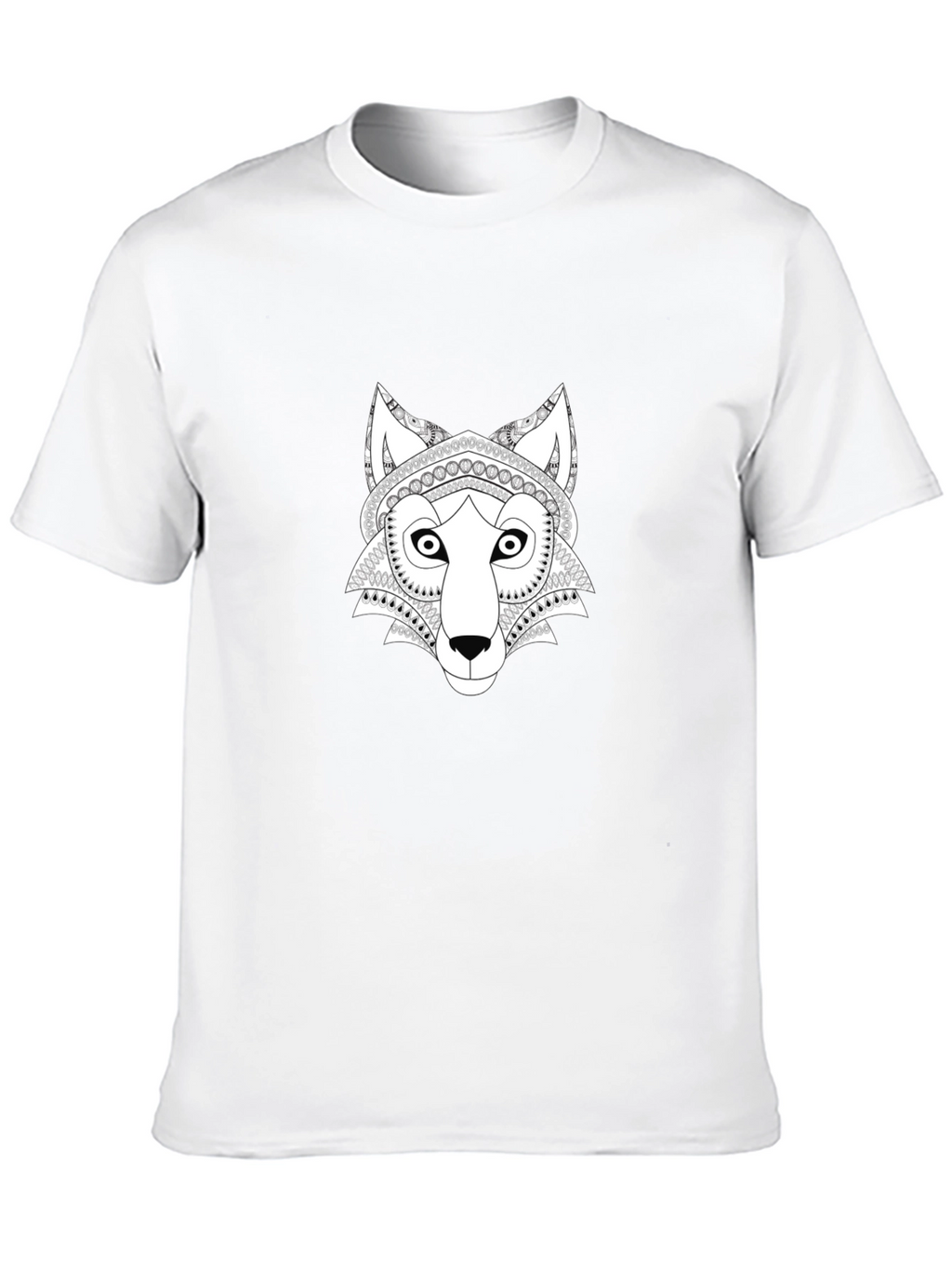 Wolf Mandala Graphic Tee - Black Cotton T-Shirt