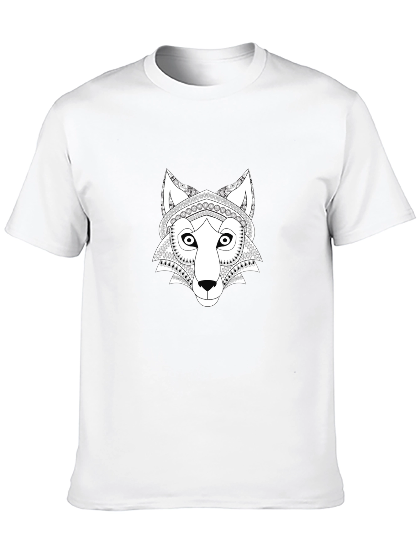 Wolf Mandala Graphic Tee - Black Cotton T-Shirt