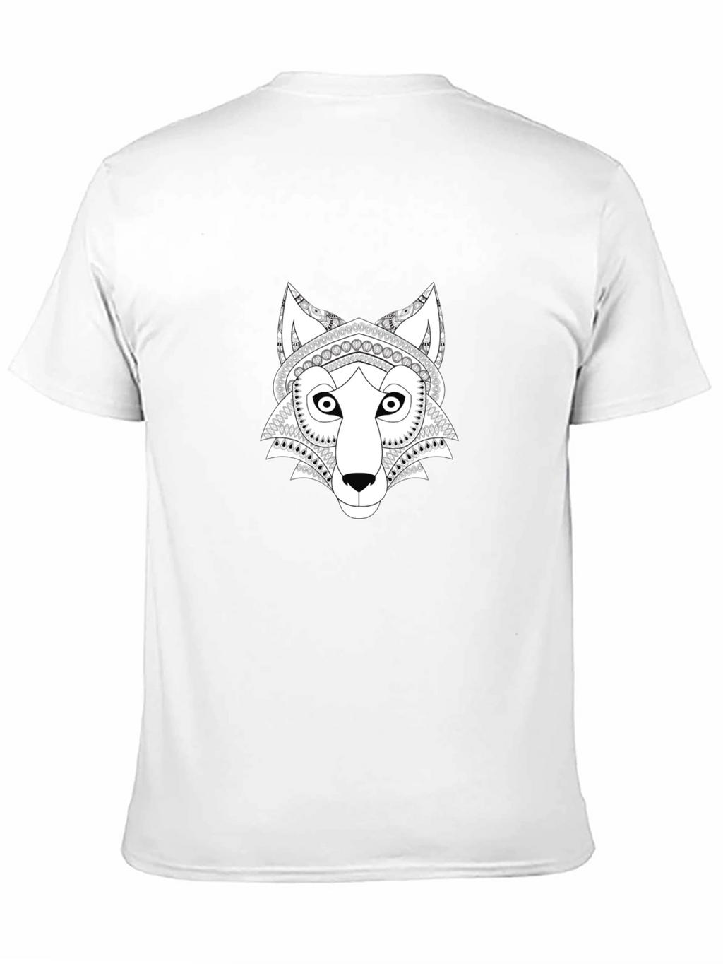 Wolf Mandala Graphic Tee - Black Cotton T-Shirt