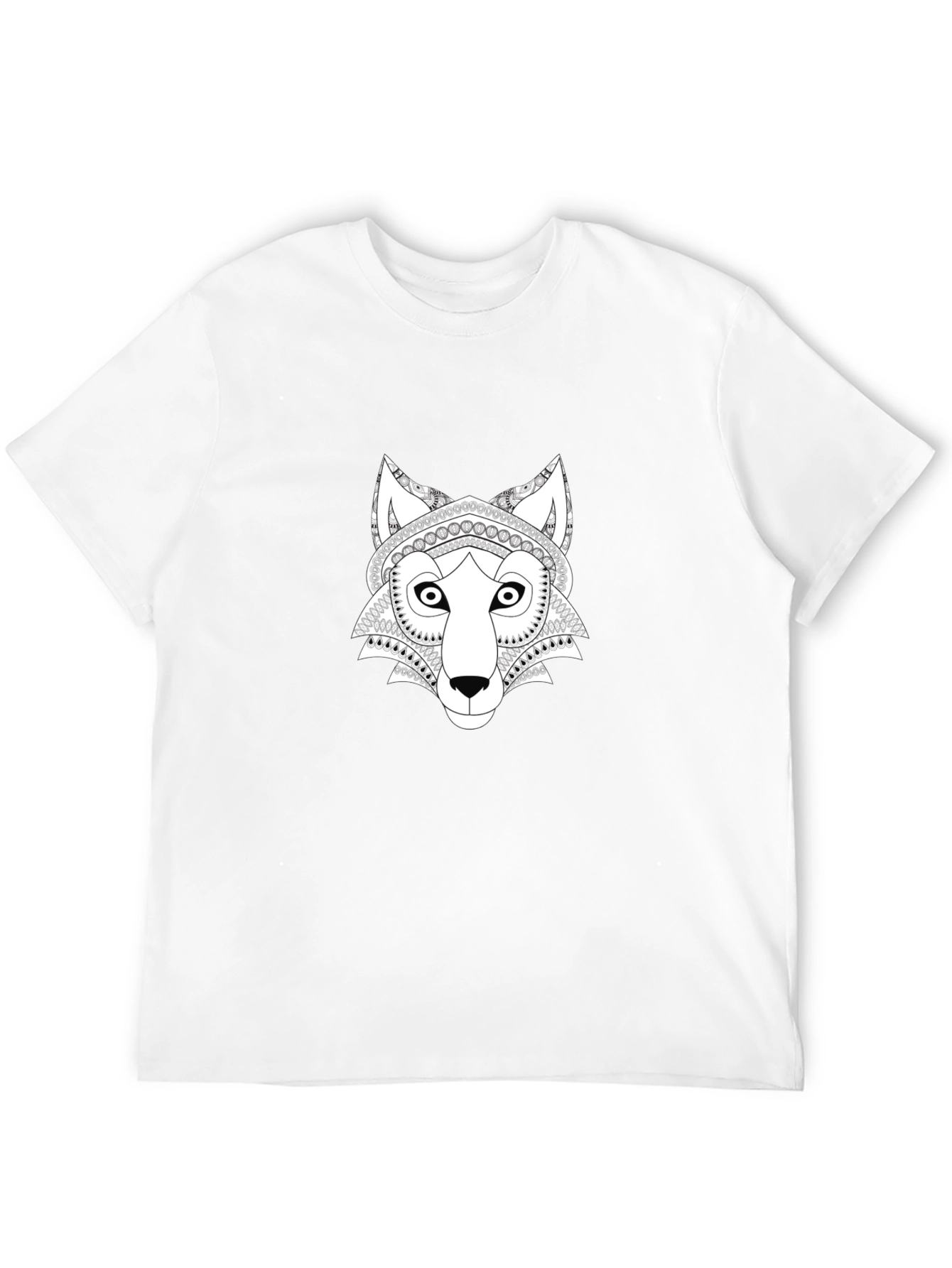 Wolf Mandala Graphic Tee - Black Cotton T-Shirt