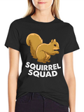 Squirrel Squad Graphic Tee - Black Crew Neck Shirt