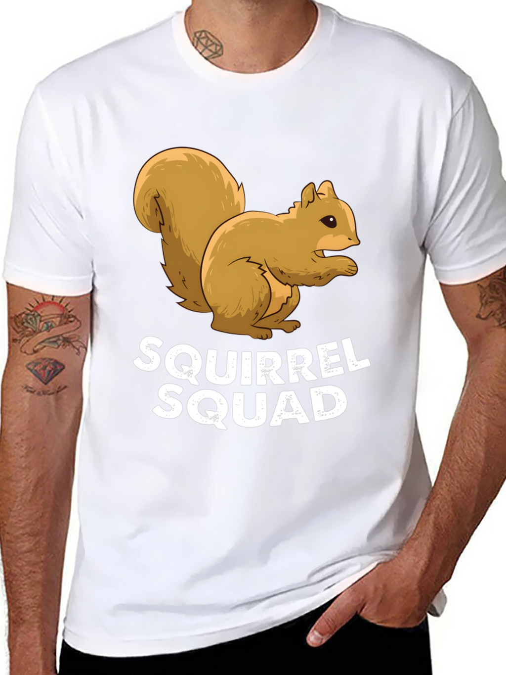 Squirrel Squad Graphic Tee - Black Crew Neck Shirt