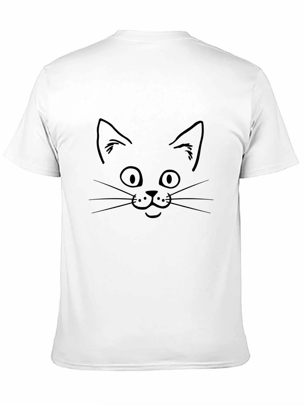 Cat Face Graphic Tee - Black Cotton T-Shirt
