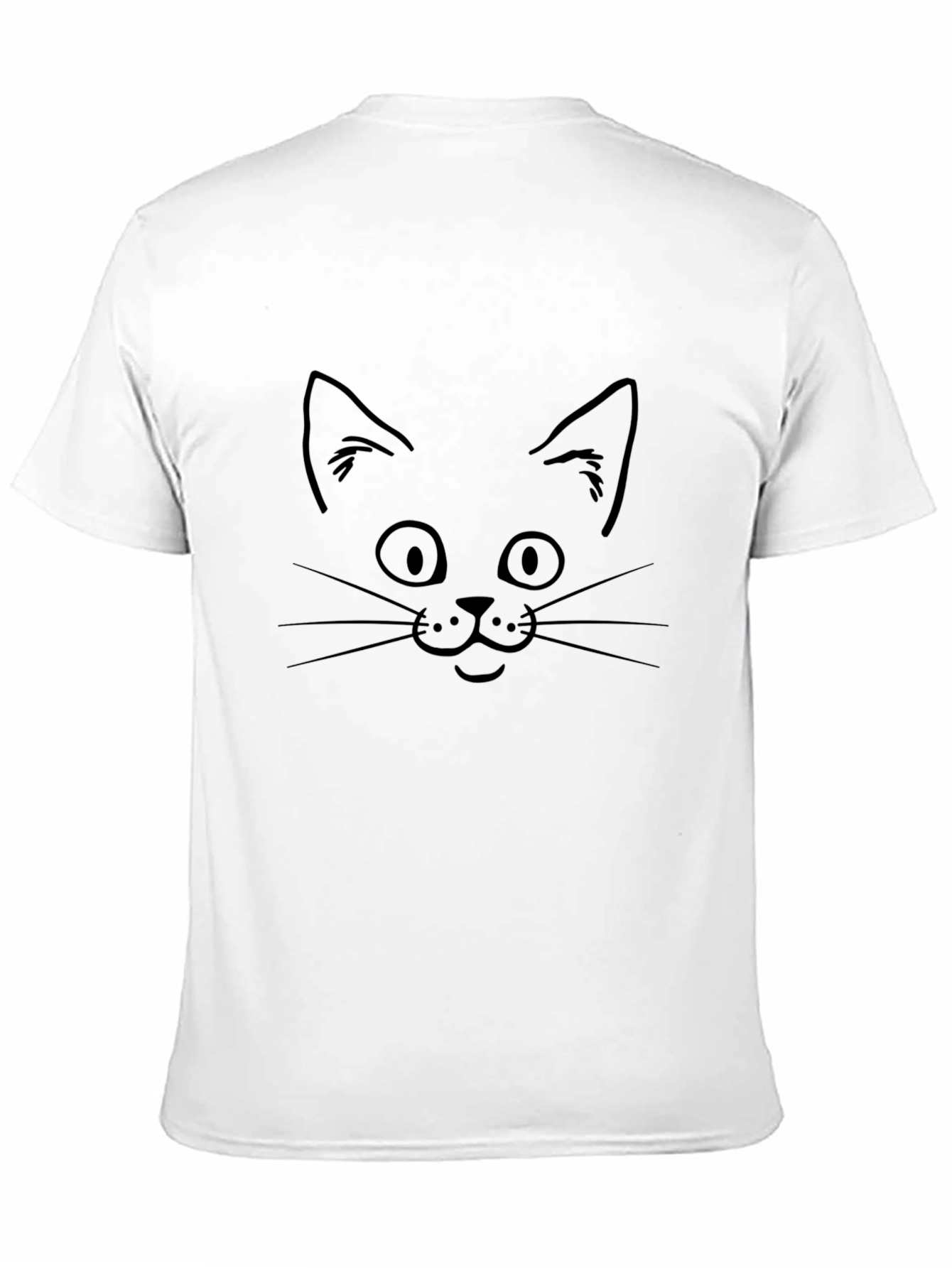 Cat Face Graphic Tee - Black Cotton T-Shirt