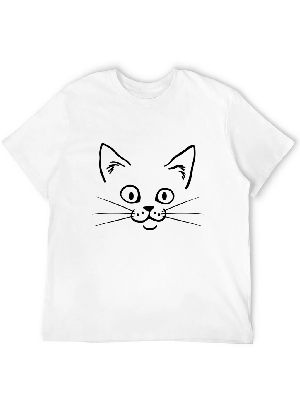 Cat Face Graphic Tee - Black Cotton T-Shirt