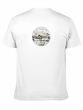Black T-Shirt with Round Coastal Graphic