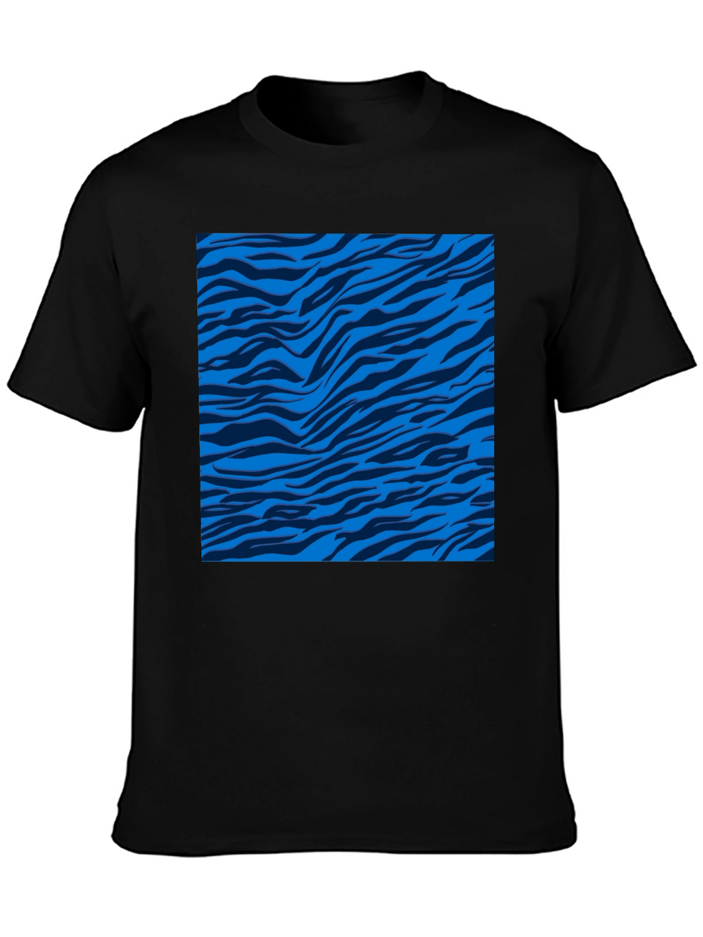 Blue Zebra Stripe Print Crew Neck T-Shirt