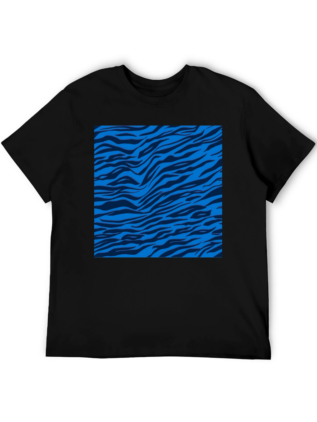 Blue Zebra Stripe Print Crew Neck T-Shirt