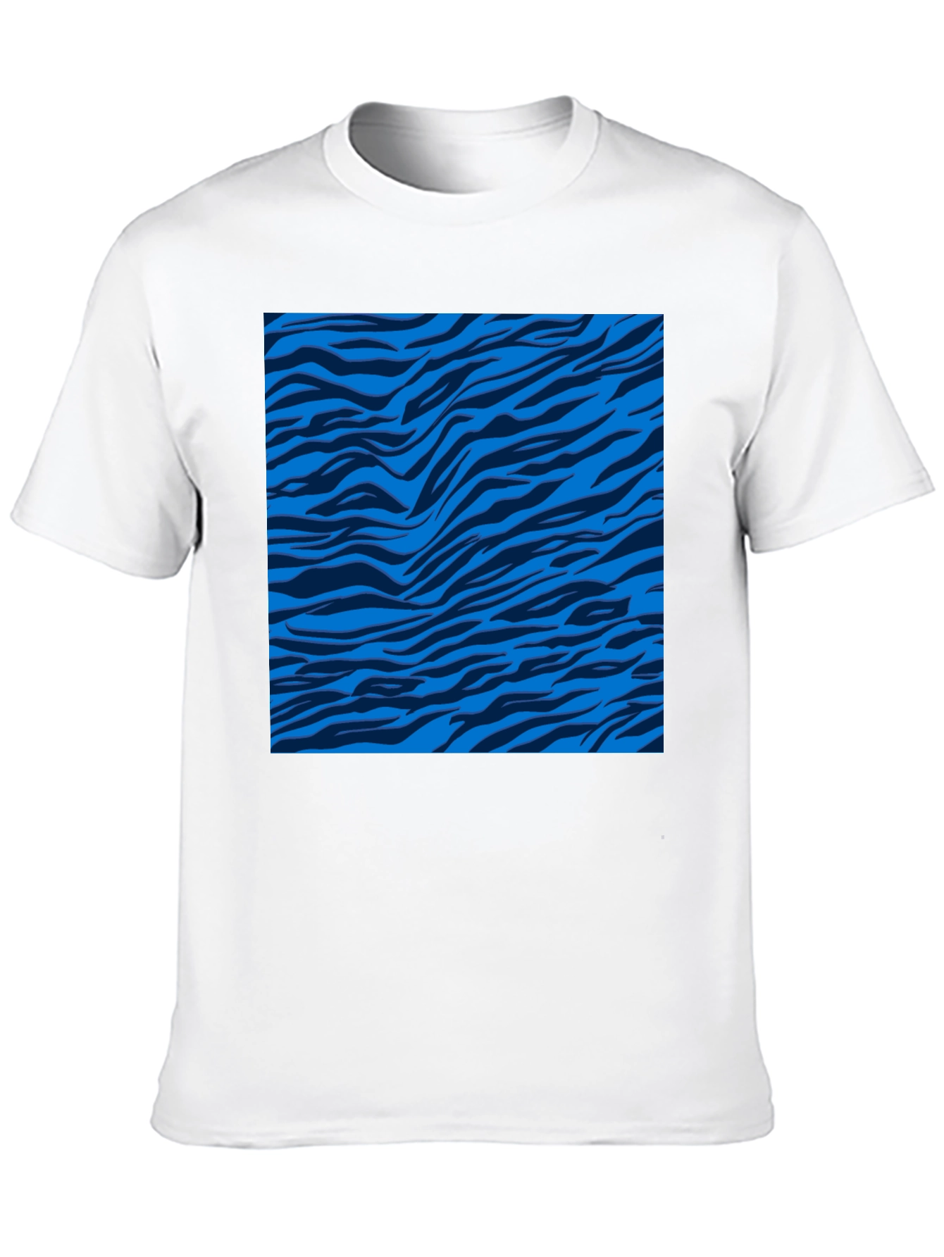 Blue Zebra Stripe Print Crew Neck T-Shirt