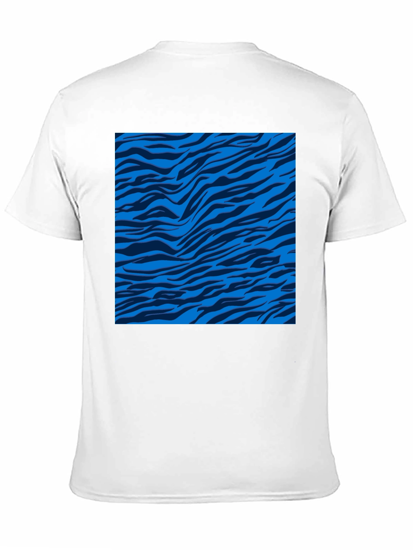 Blue Zebra Stripe Print Crew Neck T-Shirt