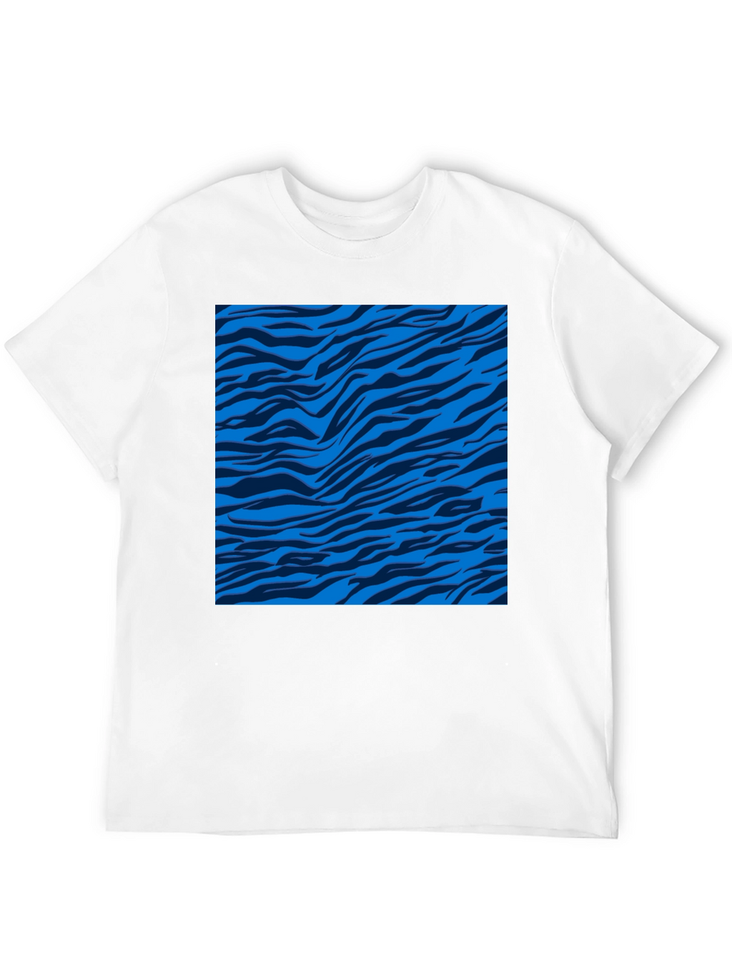 Blue Zebra Stripe Print Crew Neck T-Shirt