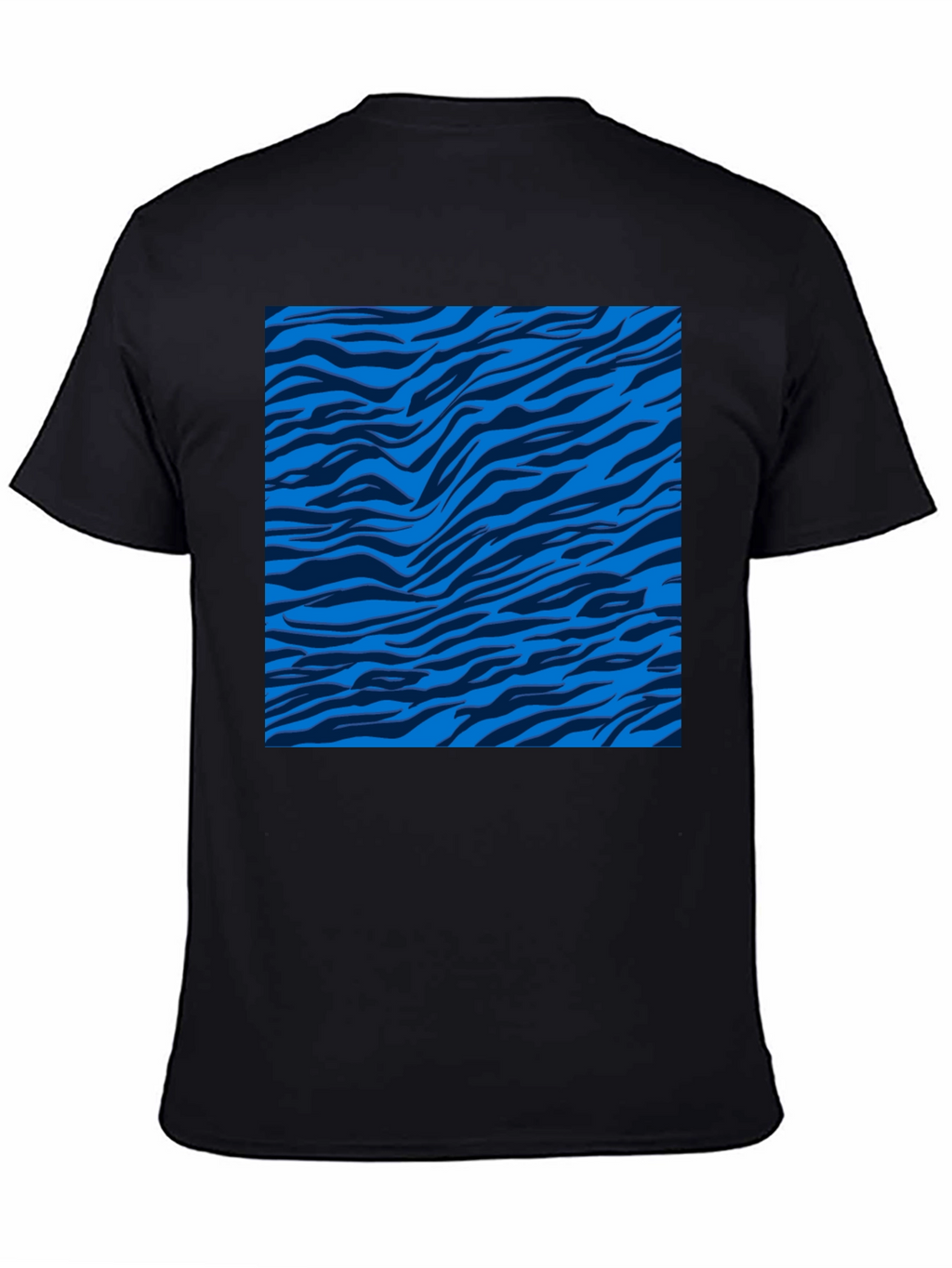 Blue Zebra Stripe Print Crew Neck T-Shirt