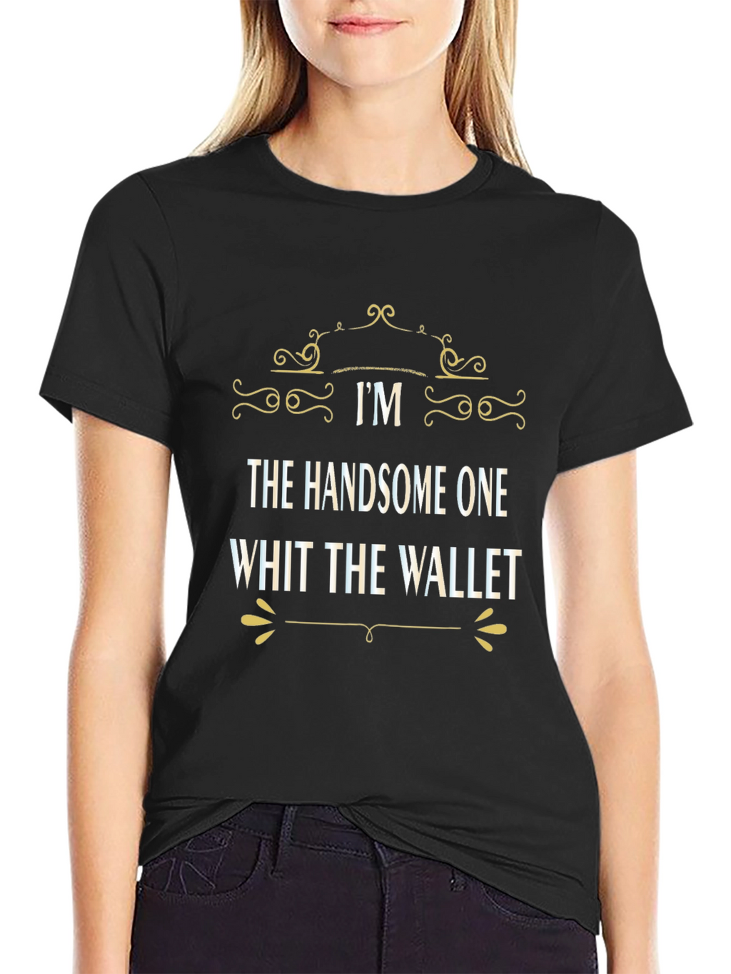 Handsome One Black Cotton Graphic Tee