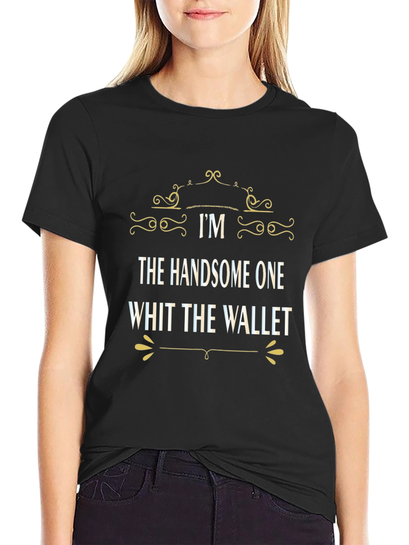 Handsome One Black Cotton Graphic Tee