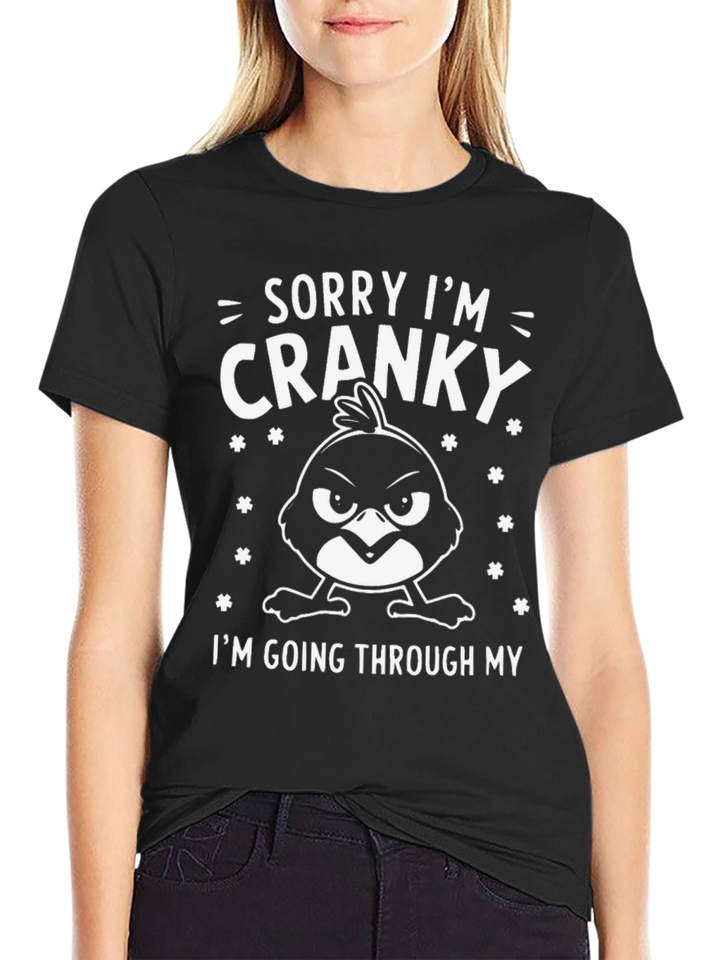 Cranky Bird Graphic T-Shirt - Black