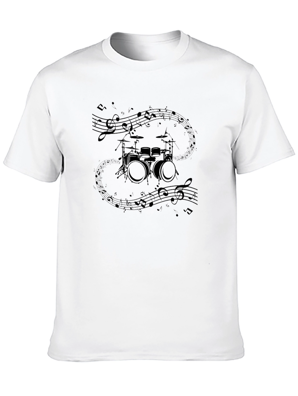 Drum Set & Notes Graphic Black Tee