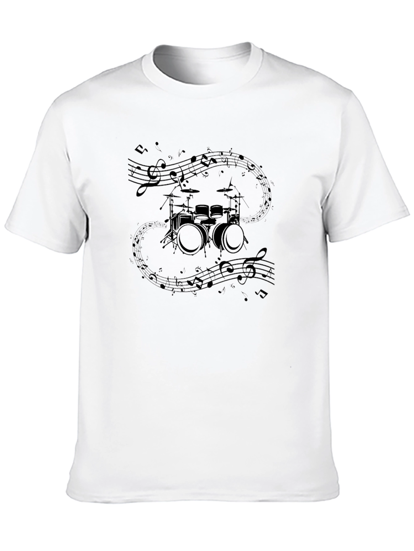 Drum Set & Notes Graphic Black Tee