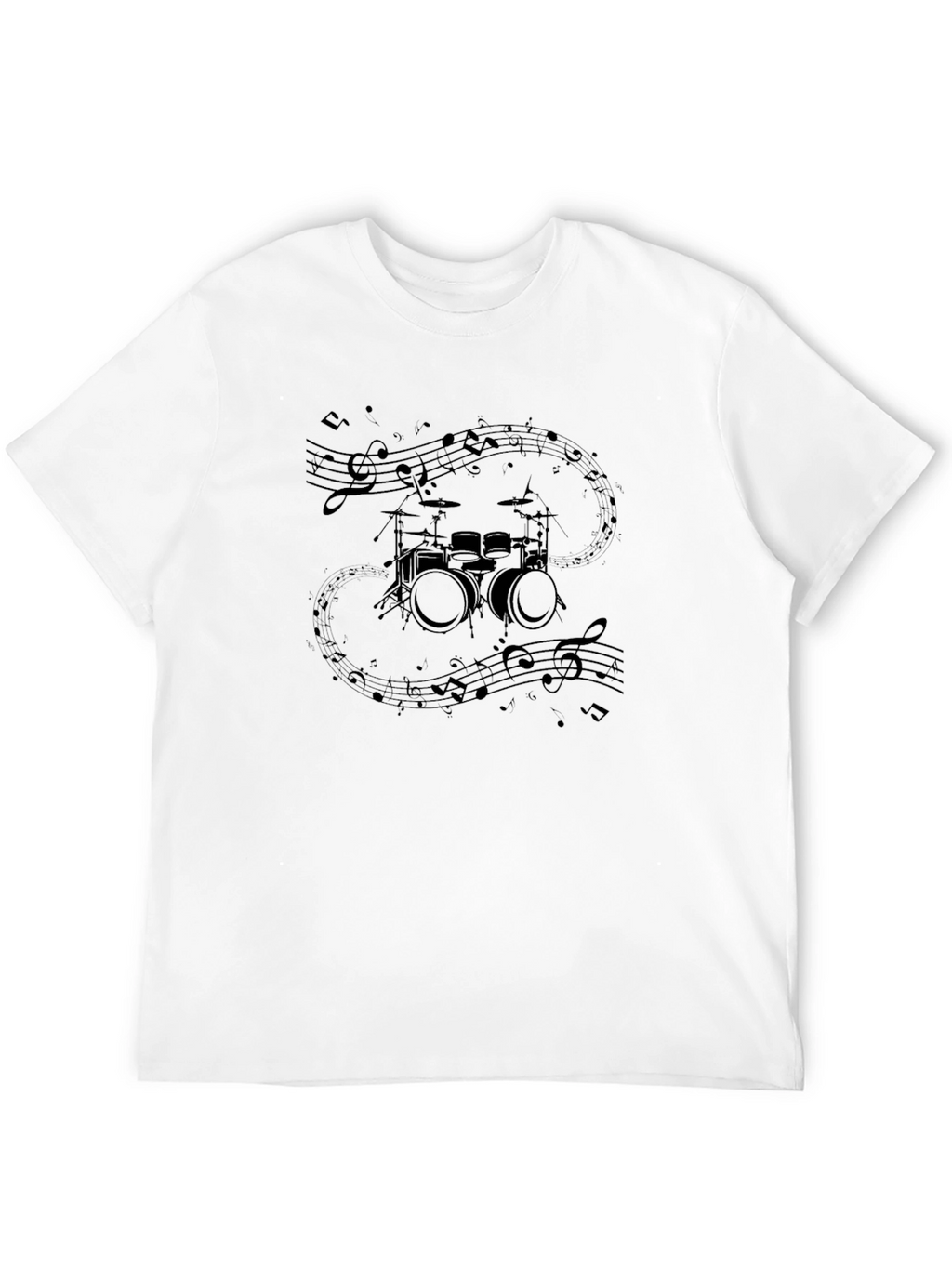 Drum Set & Notes Graphic Black Tee
