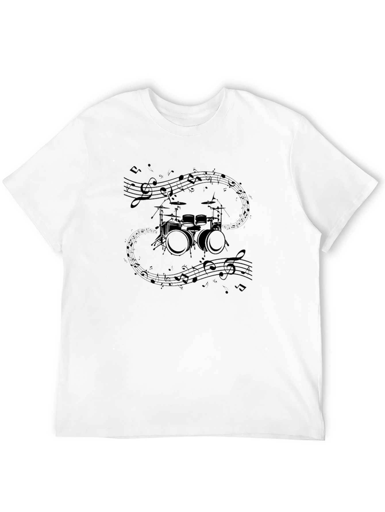 Drum Set & Notes Graphic Black Tee
