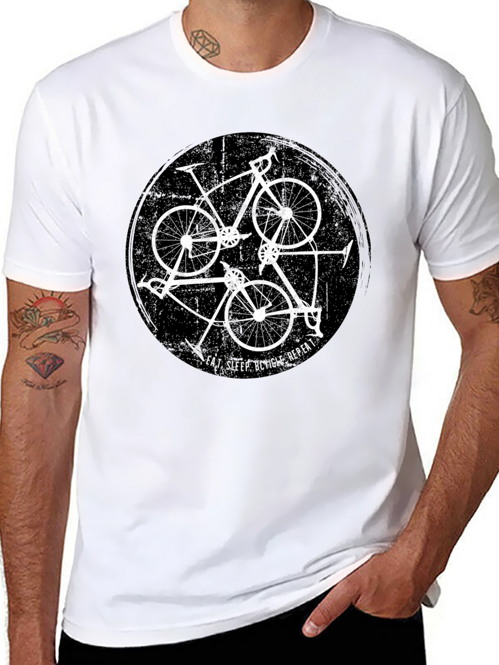 Eat Sleep Bicycle Repeat Black Graphic Tee